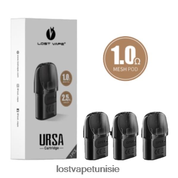 Lost Vape URSA dosettes de remplacement | 2,5 ml (paquet de 3) - Lost Vape Tunis 040BBB124 noir 1.ohm
