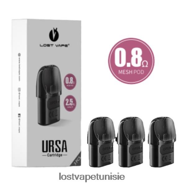 Lost Vape URSA dosettes de remplacement | 2,5 ml (paquet de 3) - Lost Vape near me Tunisie 040BBB123 noir 0,8 ohm
